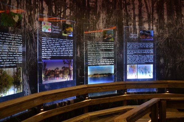 Environmental wall graphics and interpretive signage at Naples Botanical Garden exhibit space