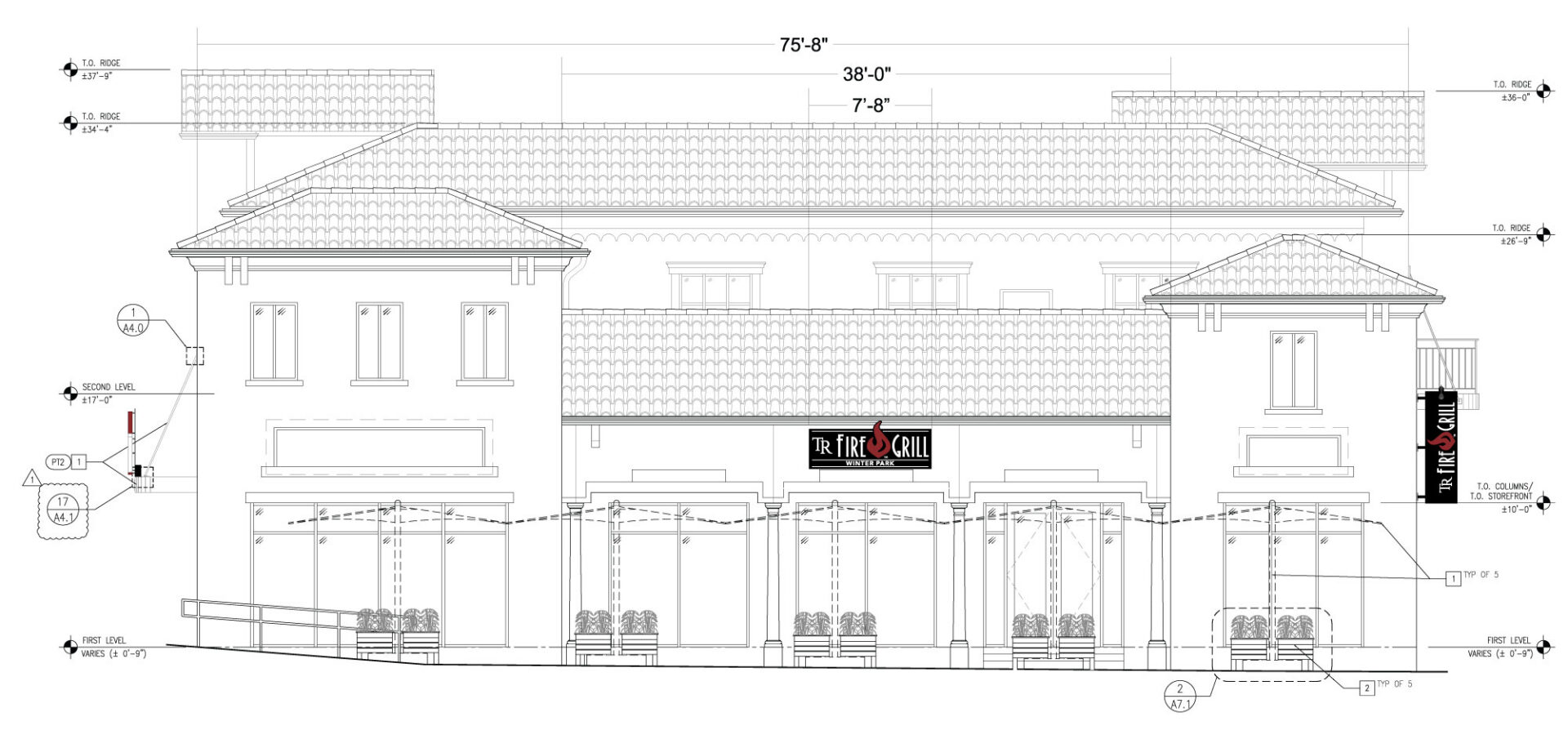 2D signage design concept for TR Fire Grill restaurant in Winter Park, Florida created by Thomas Sign & Awning