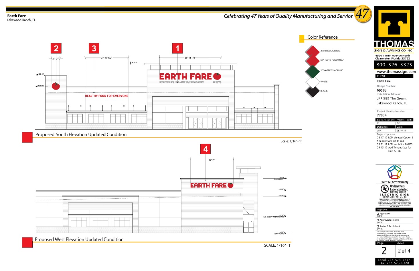 Proposed exterior signage design for Earth Fare supermarket in Lakewood Ranch, FL by Thomas Sign & Awning