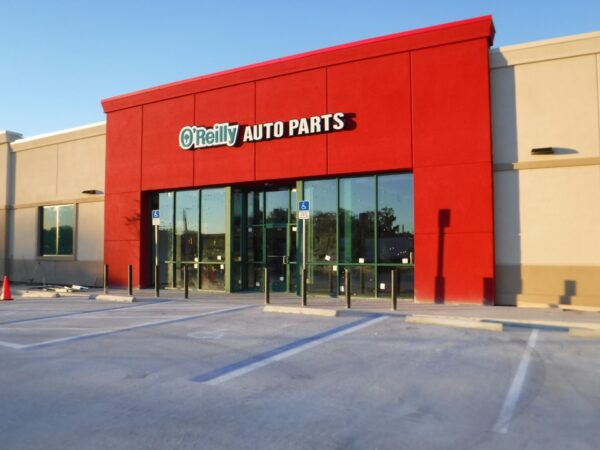 Illuminated channel letter sign for O’Reilly Auto Parts fabricated and installed by Thomas Sign & Awning.