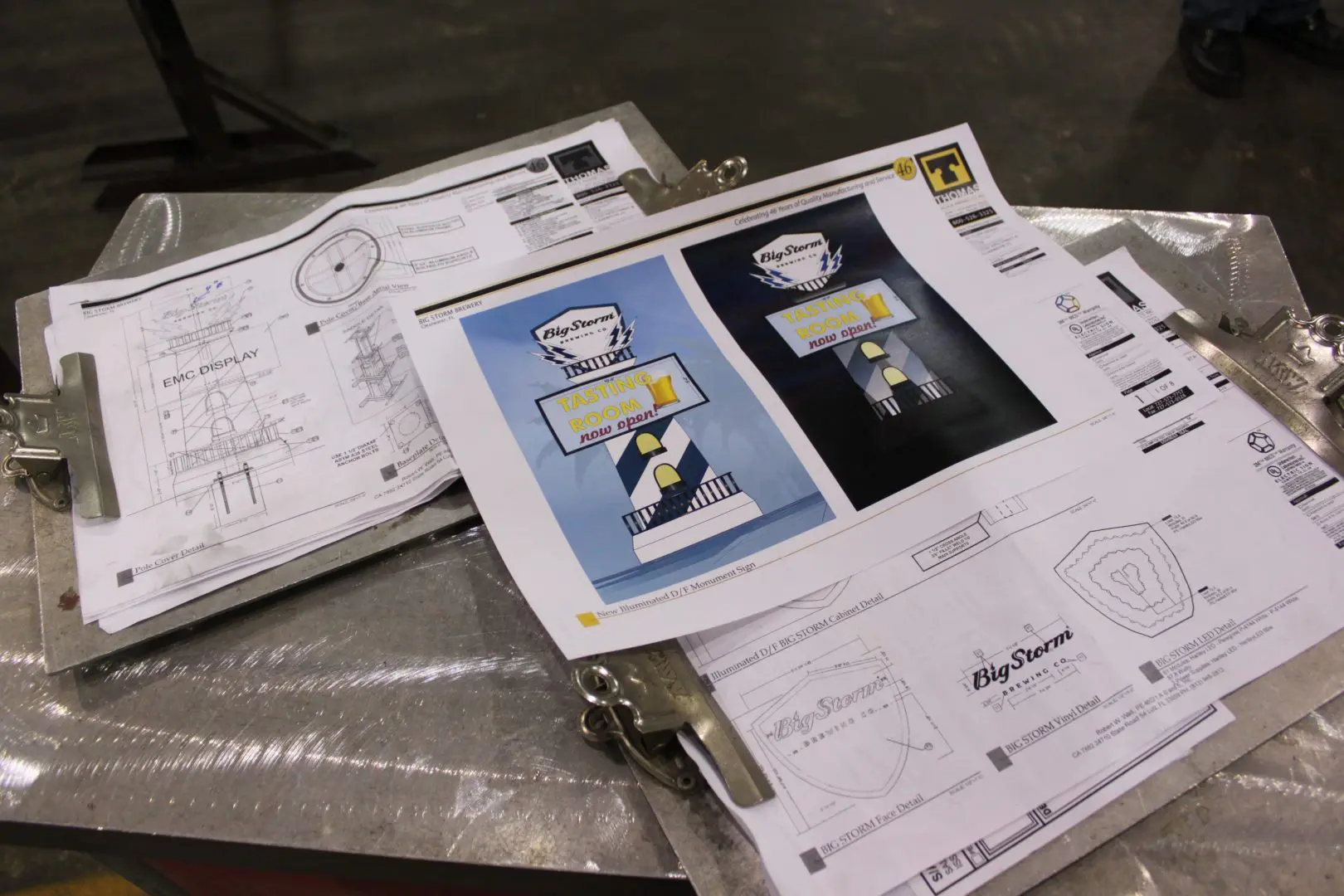 Commercial sign design and engineering plans for custom signage projects