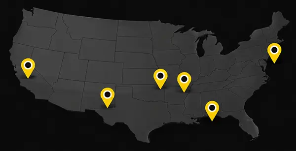 Service area map showing commercial sign company coverage in Tampa Bay and nationwide