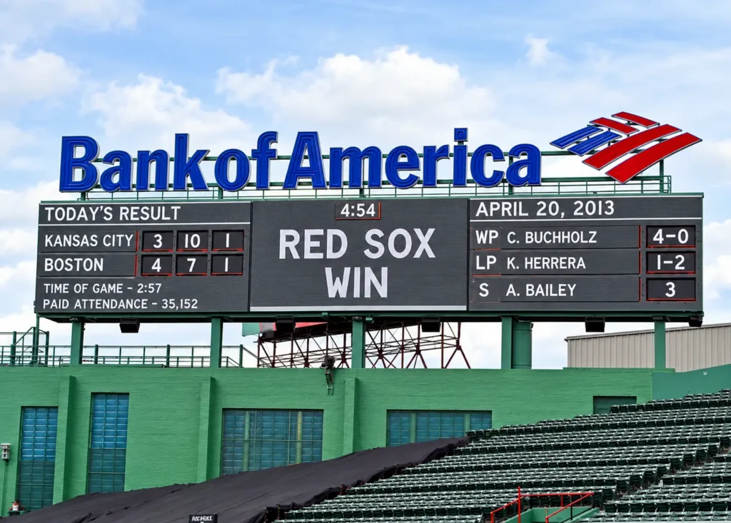 Bank of America signage at Fenway Park manufactured by Thomas Sign