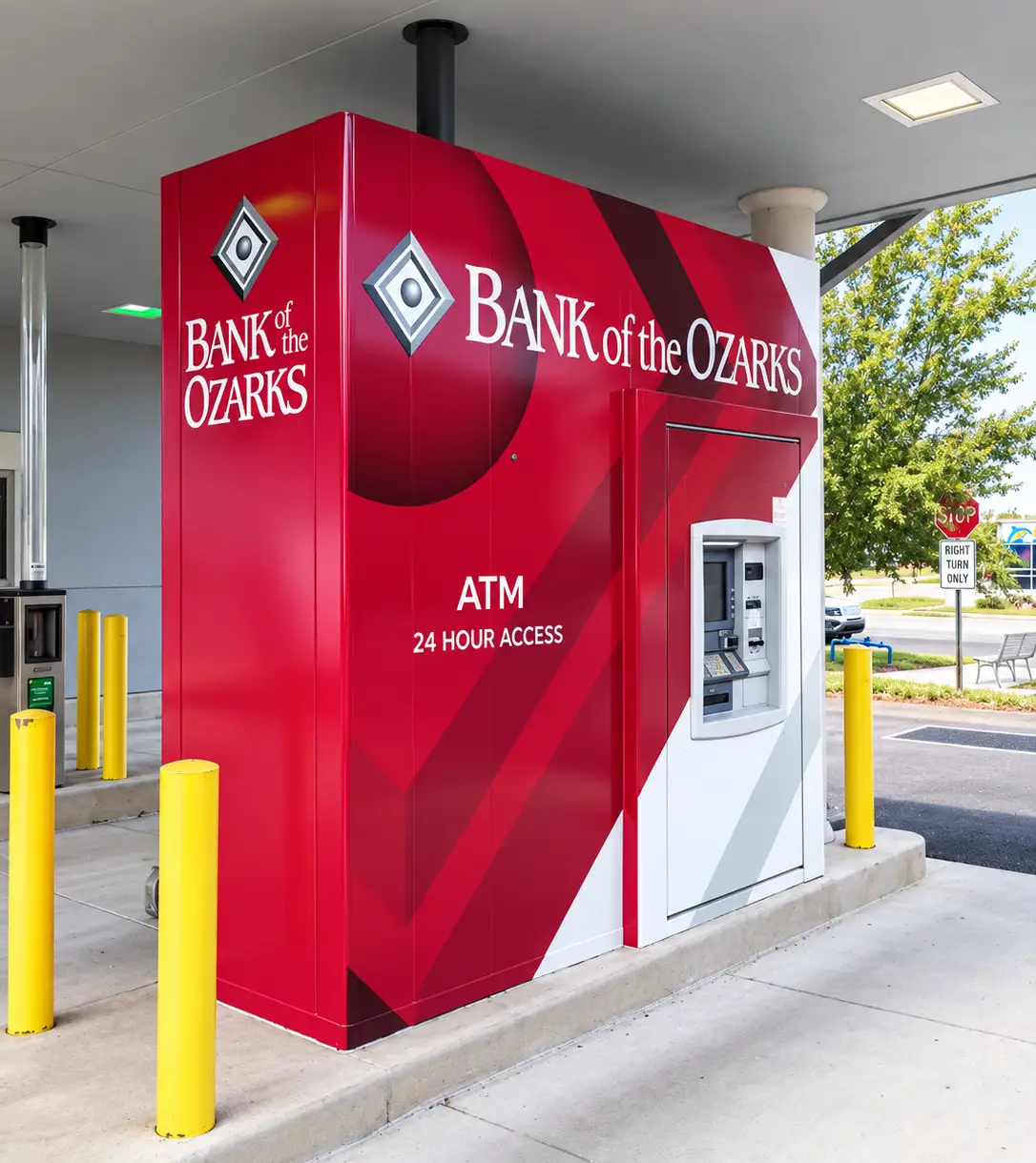 Bank of the Ozarks branded ATM enclosure produced for a multi-location bank rebranding program