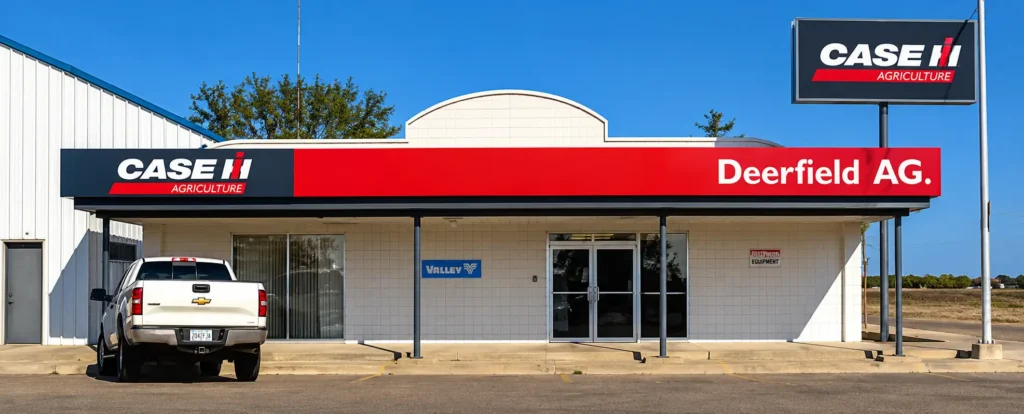 Case IH dealership exterior signage completed by Thomas Sign as part of a nationwide sign conversion program