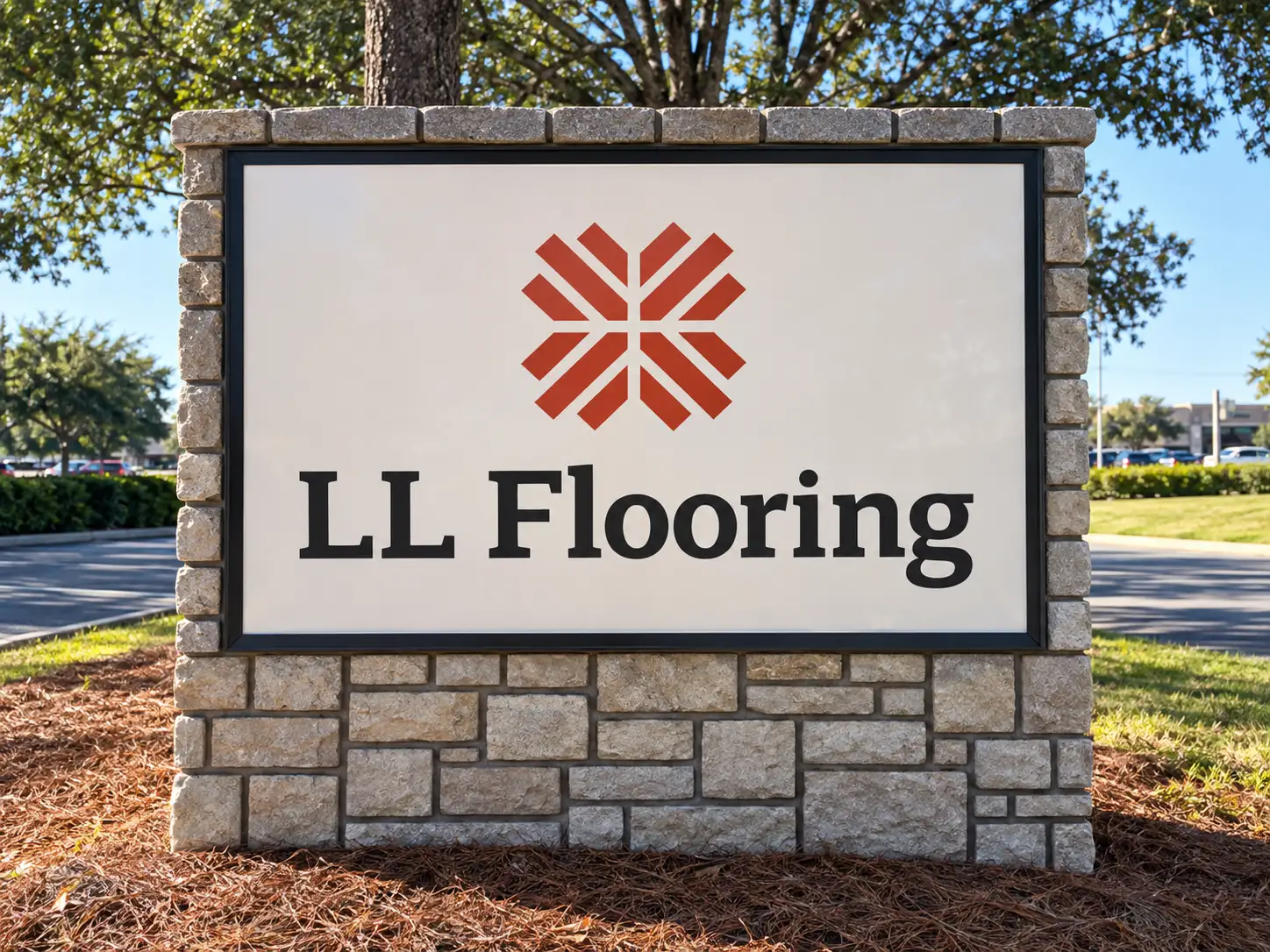 LL Flooring monument sign installed during a national multi-location rebranding program