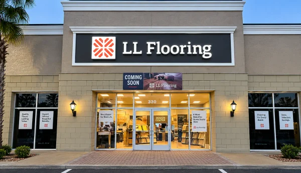 LL Flooring storefront signage completed as part of a national rebranding program
