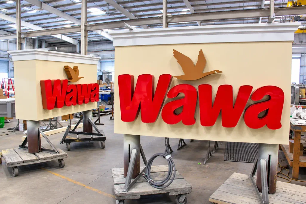 Wawa exterior signs being manufactured at the Thomas Sign facility