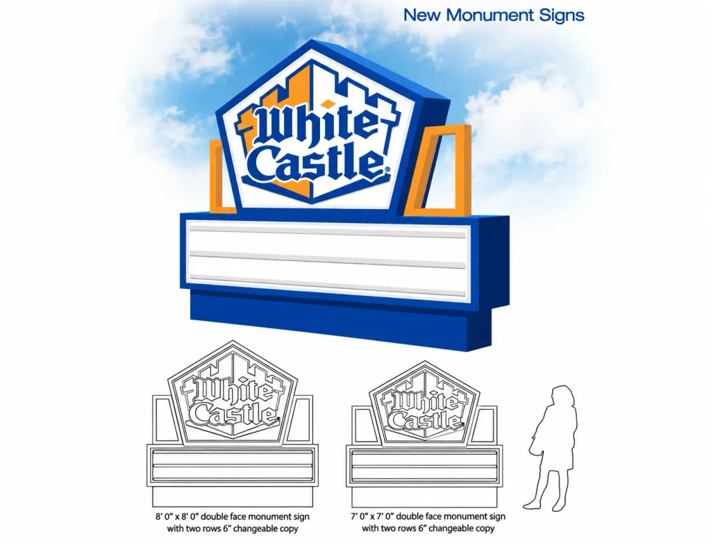 White Castle monument sign design with changeable copy display