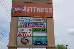 Crunch Fitness ground sign panel at Paulding Exchange in Hiram, GA